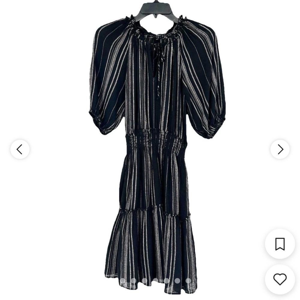 Rails Black and White Short Sleeve Striped Dress